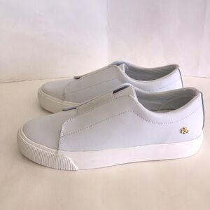 Lauren Ralph Lauren Woman’s Isla Leather Platform Trainer Slip-On Sneakers Sz 10